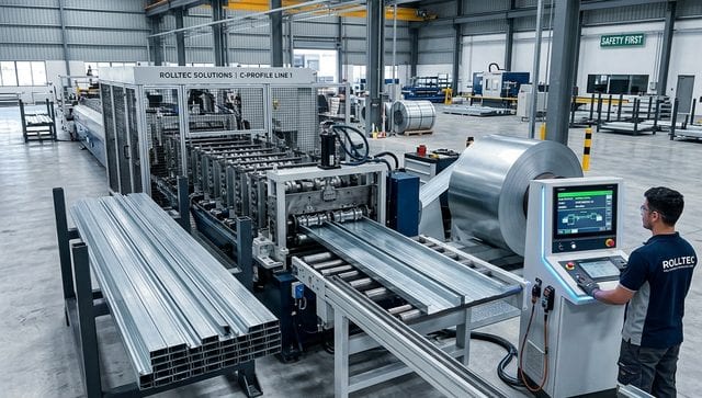 Automated roll-forming line producing steel sections