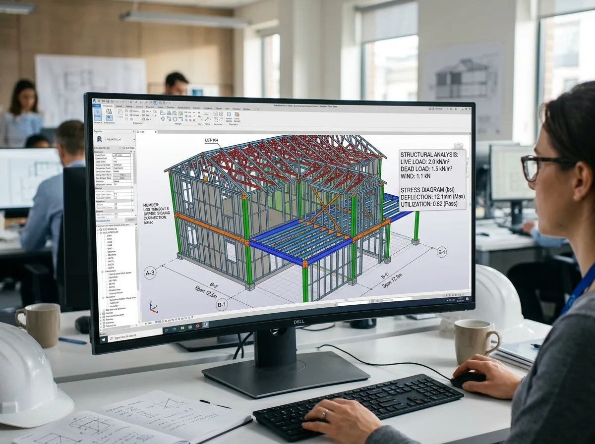 CAD model of a light gauge steel frame design