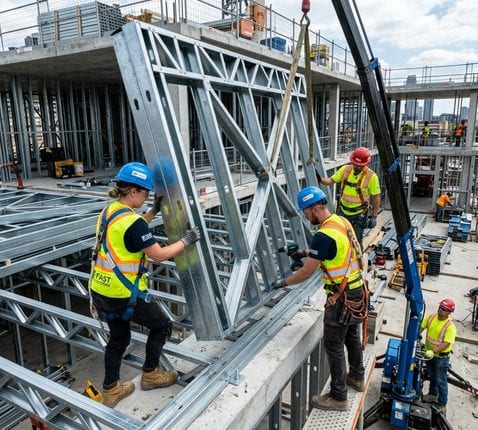 Light gauge steel framing panels assembled offsite